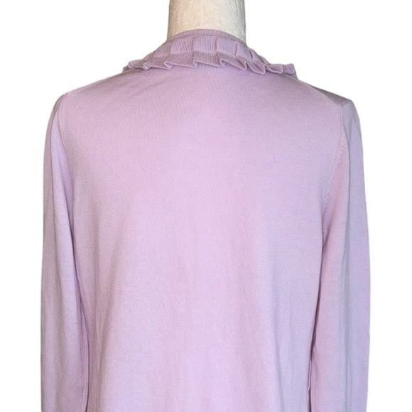 Brooks Brothers Lavender Lilac Merino Wool Ruffle Cardigan - M - Picture 6 of 9